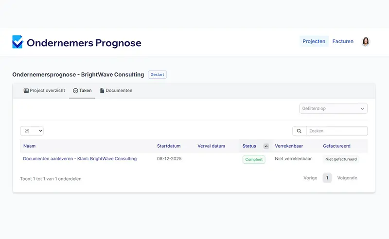 Taken-bekijken Taken bekijken en documenten aanleveren